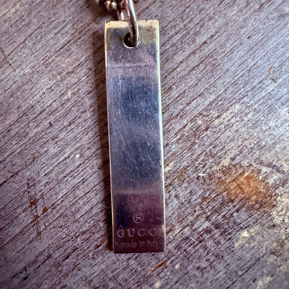 Gucci Silver Rectangular Pendant Necklace - image 2